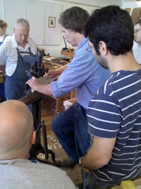 Roy Underhill demonstrates his amazing foot-powered mortiser.